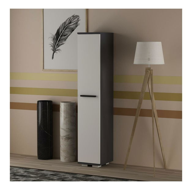 Policová skriňa Vipapo 8 (antracit + biela) 