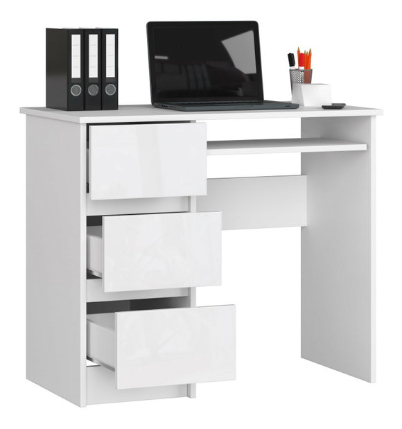 PC stolík Benicio (biela + biely lesk) (L)