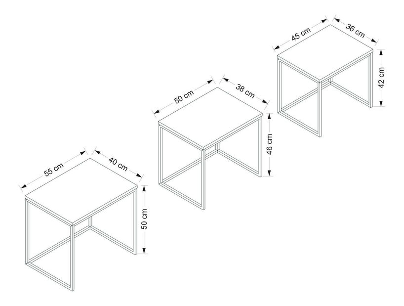 Dohányzóasztal szett (3 db.) Losuku 7 (dió) 