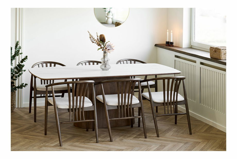 Jedálenský stôl Nealina 3 (biela + tmavohnedá)