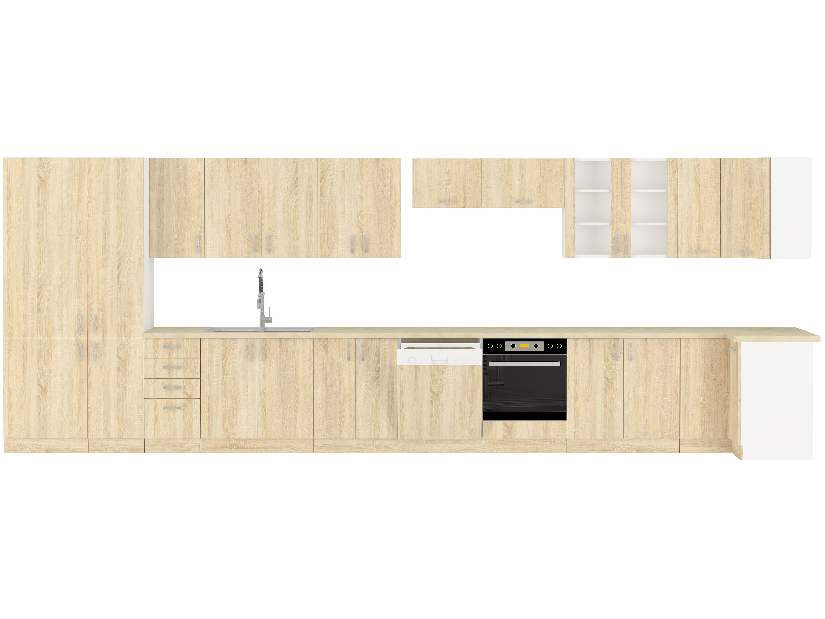 Dulap inferior de bucătărie Sylrona 40 D 4S BB (Alb + Stejar sonoma)