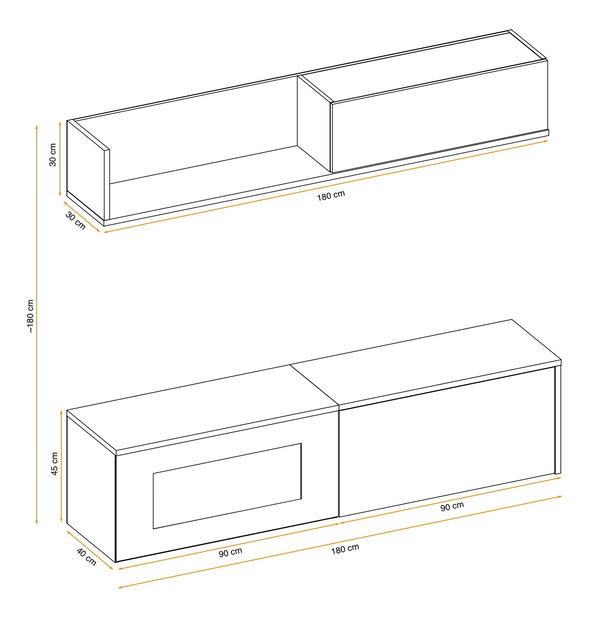 Mobilier living Dalton ANFS DLE (antracit + stejar flagstaff)