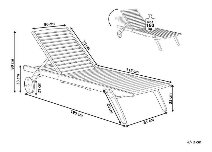 Záhradné lehátko Cessi (svetlé drevo)