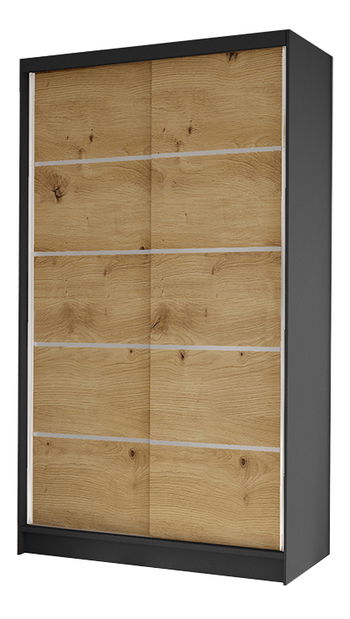 Ormar za garderobu Delana IV (crna + hrast artisan)