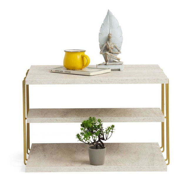 Pomoćni stolić Lifia (zlatna + mramor svijetli)