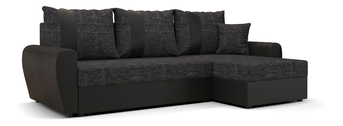 Kutna garnitura Daven L (tamnosiva + crna) (D)