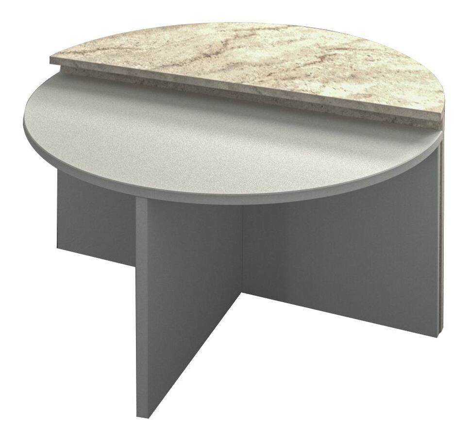 Set 2 buc. măsuțe cafea Doluna (travertin + gri)