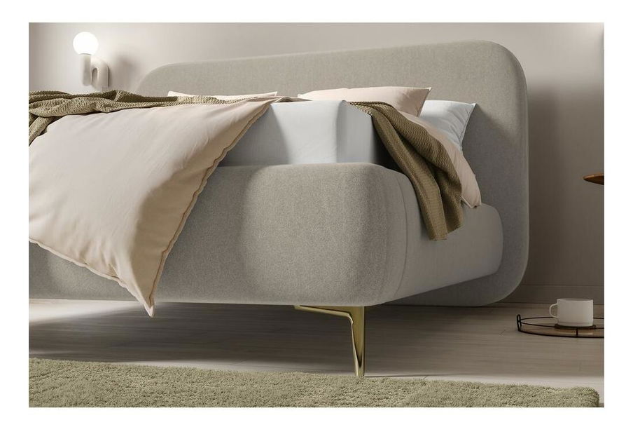 Bračni krevet 180 cm Mononoke 180 (s podnicom) (bež + zlatna)