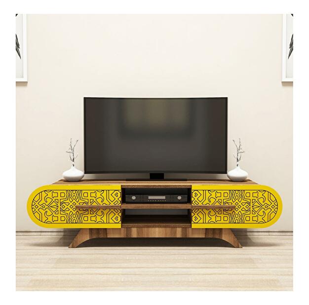 TV asztal/szekrény Mekebu 3 (dió + sárga) 