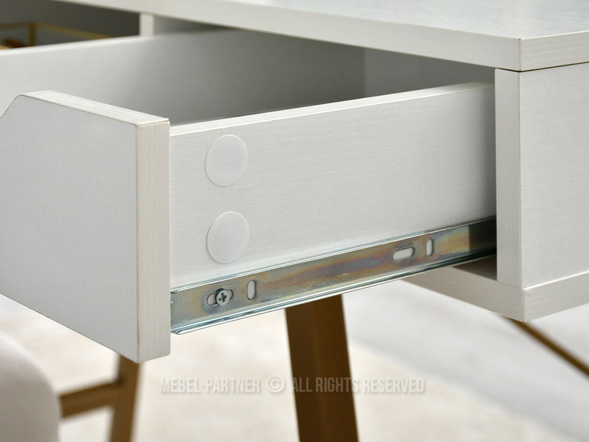 Masă PC Gavon (lemn alb + auriu)