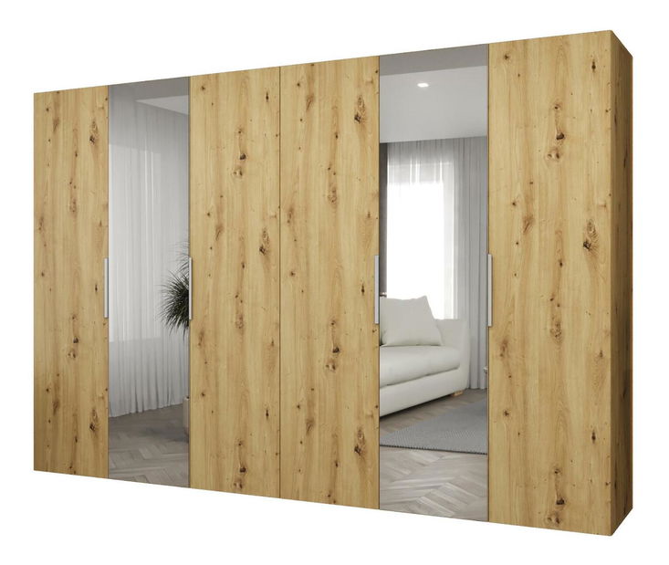 Dulap de haine 300 cm Mirabella 2 (Stejar artisan + Cașmir)