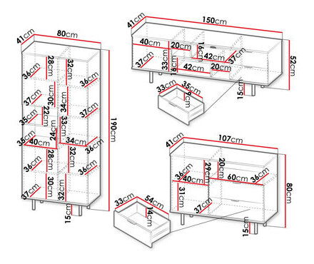 Set mobilier living Newelon II (Negru + auriu) 