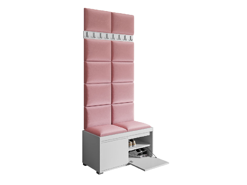 Előszoba bútor Kendora 80 (12 db kárpitozott fali panel Pag 40x30) (soft öko-bőr 011-fekete)