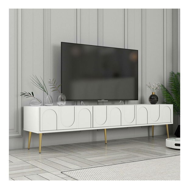 Masă TV/Dulap Bipemu 3 (alb + auriu)