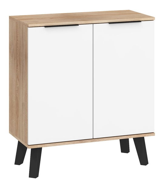 Komód Shela SVN-01 (világos sonoma tölgy + fehér fényes)