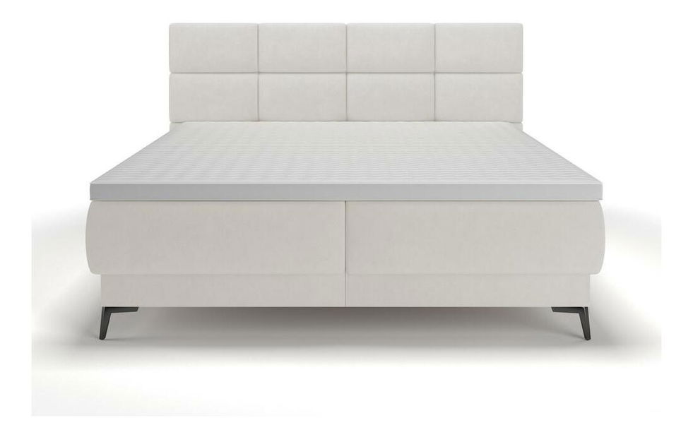 Pat matrimonial 160 cm Riviera 160 (cu somieră și saltea) (cu sp. depozitare) (alb + negru)