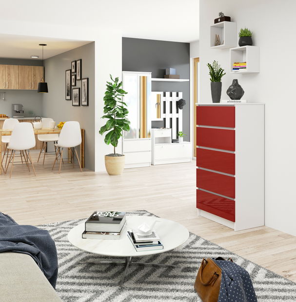 Komoda Kalista V (červený lesk)