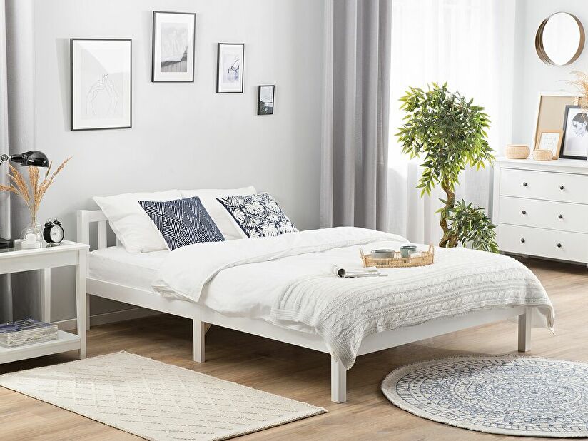 Manželská posteľ 140 cm FLORAL (biela) (s roštom)