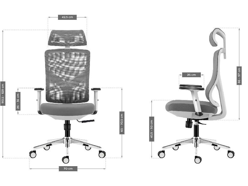 Scaun de birou Matryx 3.3 (alb + gri)