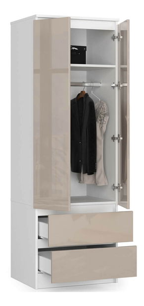 Dulap de haine Suman (Alb + cappuccino lucios)