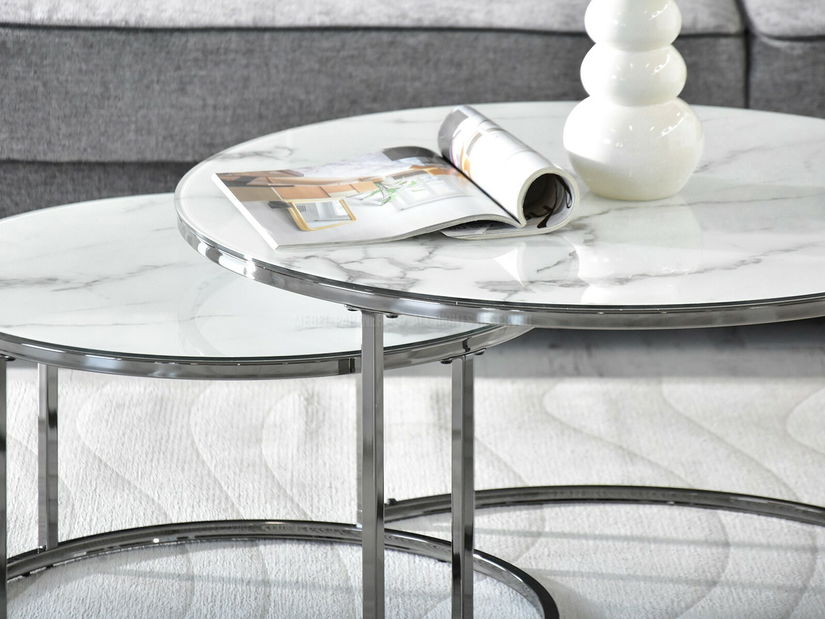 Măsuță de cafea Grande (marmură albă + negru)