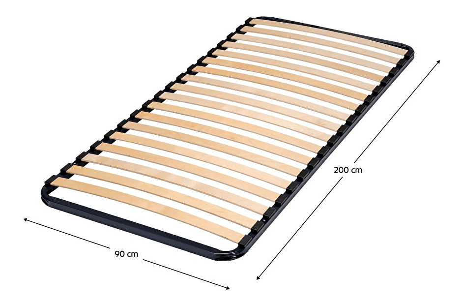 Lamelový kovový rošt 90x200 cm Lionos 429593 (čierna + prírodná)