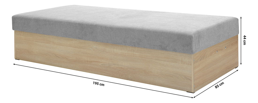 Jednolôžková posteľ (váľanda) 85 cm Fines Idona (sivá) (s roštom a matracom) (s úl. priestorom)