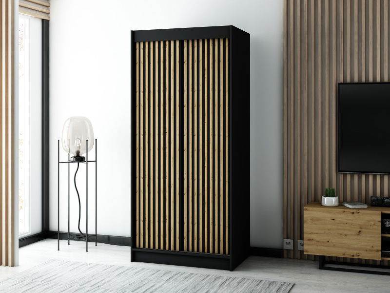 Šatníková skriňa 100 cm Ladonna 1 (čierna matná)