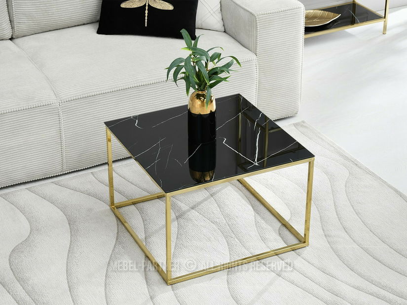 Măsuță de cafea Bella M (negru + auriu)