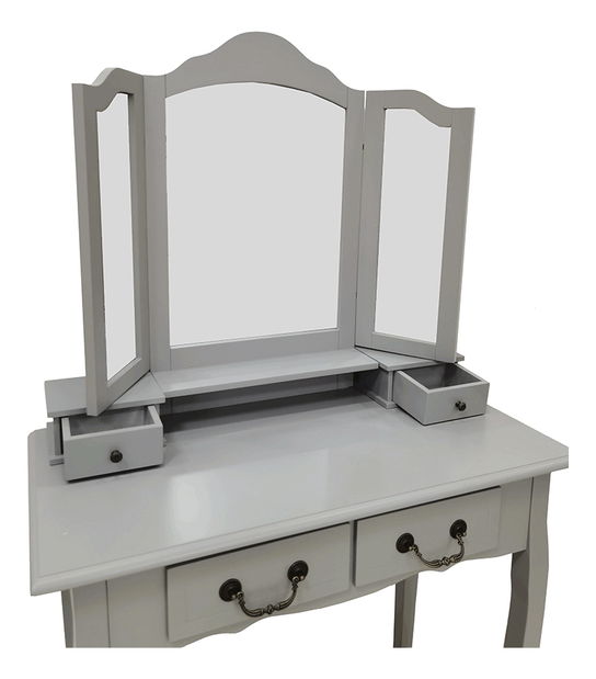 Toaletný stolík s taburetkou Galway NEW (sivá + strieborná)