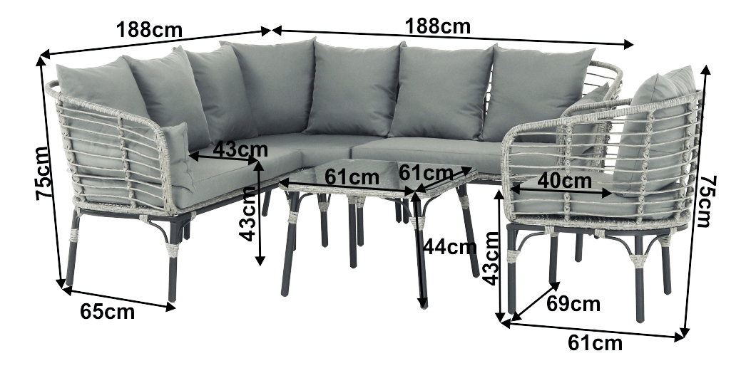 Záhradný 3-dielny set Mandania 