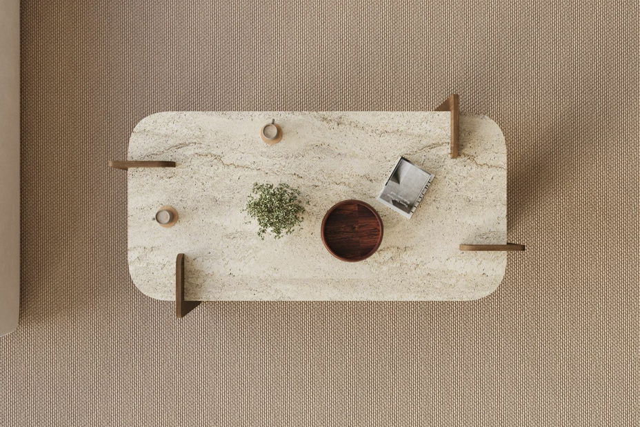 Konferenčný stolík Leap (travertín + orech)