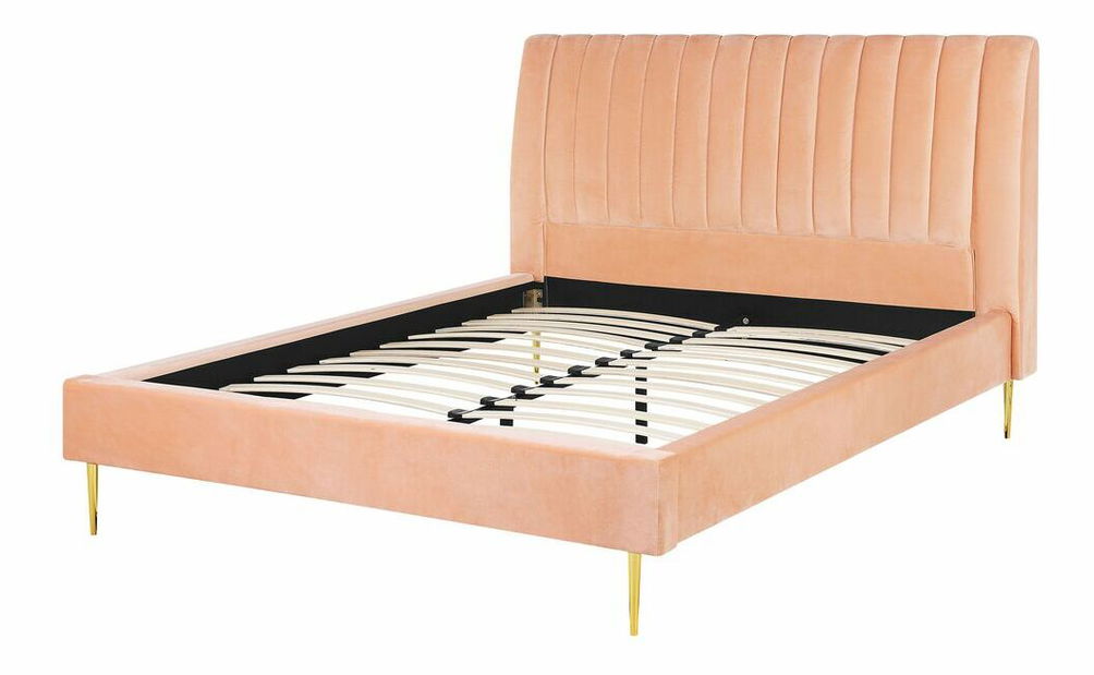 Bračni krevet 160 cm MASALA (s podnicom) (ružičasta)