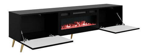 TV szekrény kandallóval Baranto EF (homokbézs + arany) 