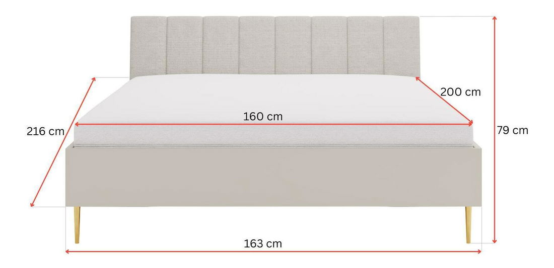 Pat matrimonial 160x200 cm Bellic B5 (cashmir) (cu somieră)