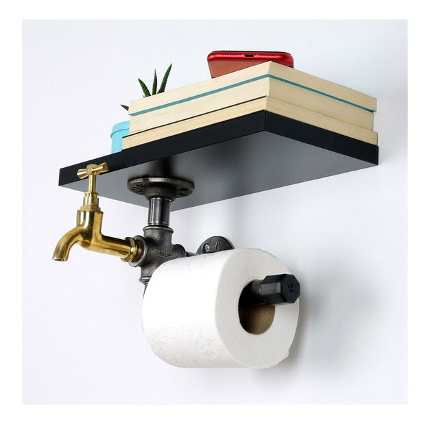 Držiak na toaletný papier Nenanu 40 (čierna + strieborná) 