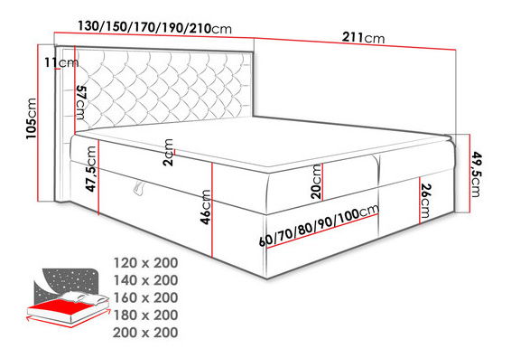 Franciaágy 160cm Lucio 3 (wotan tölgy + középszürke)