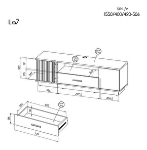 TV stolík typ LA7 Laticia (matna čierna + dub wotan)