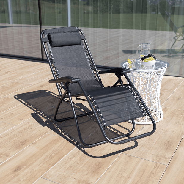 Záhradné polohovatelné kreslo Gerry (čierna)