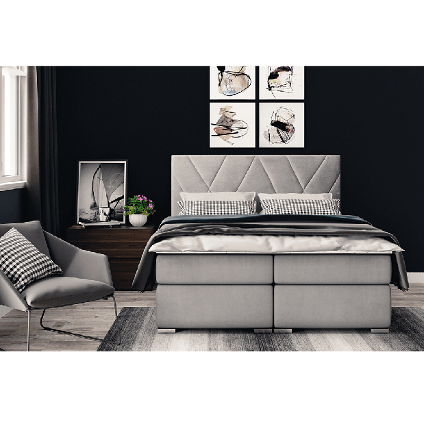 Pat matrimonial Boxspring 160 cm Orit (cu saltele)