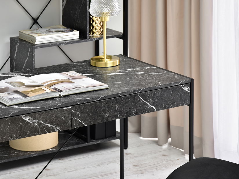 PC stolík Unica (čierny mramor + čierna)