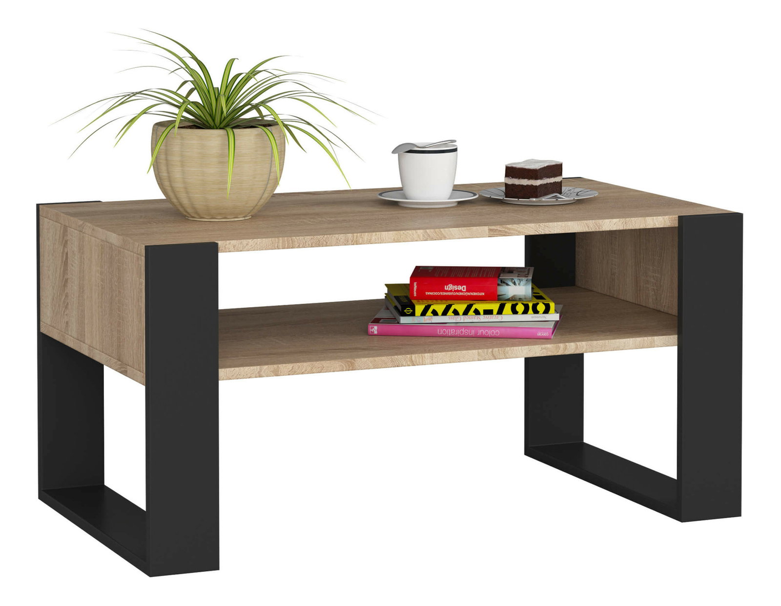Măsuță de cafea Distingue (stejar sonoma + negru)