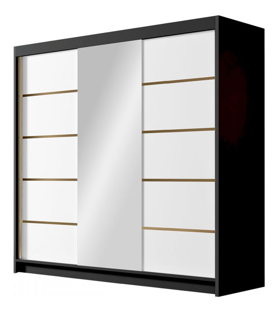 Dulap de haine cu uși culisante Fozzurt VI 200 (Alb + auriu) (cu oglindă)