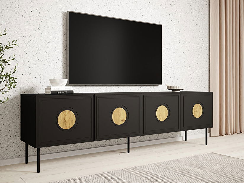 TV skrinka/stolík Godzes 4D (čierna + dub craft)