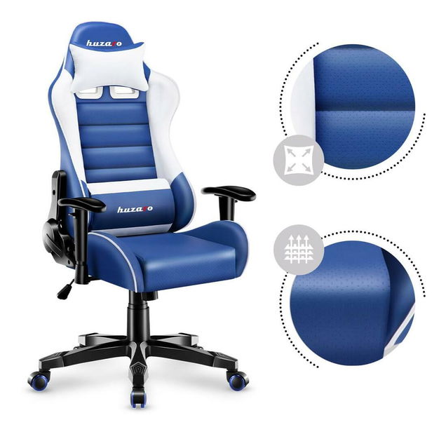 Scaun gaming pentru copii Rover 6 (alb + albastru)