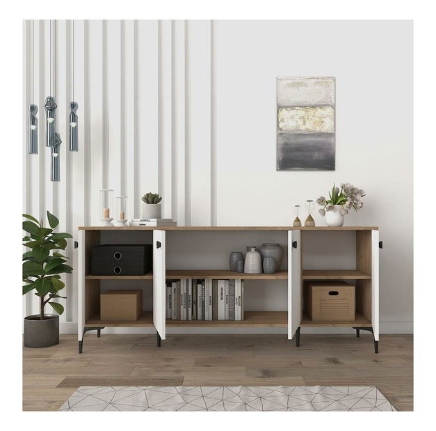 Konzolový stolík Lamele 1 (dub + biela) 