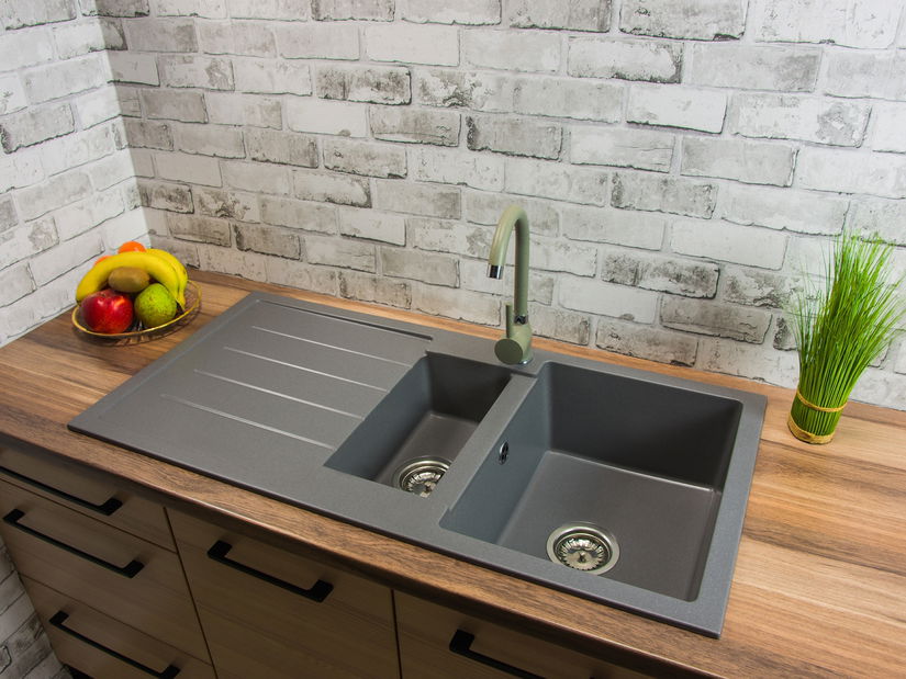Kuchynský drez Yuxur (sivá) (s 3 otvormi pre batériu) (L)