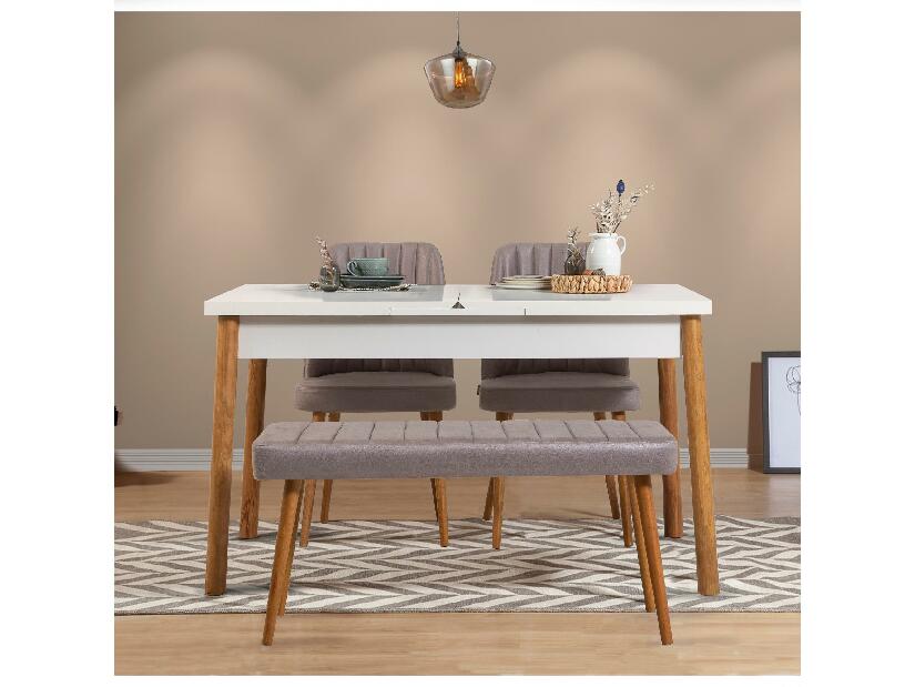 Set mobilier sufragerie Dobuse 2 (pin atlantic + alb + gri) (pentru 4 persoane)