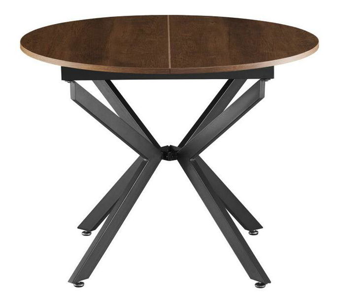 Masă de sufragerie extensibilă Amero (stejar închis + negru) (pentru 4-6 persoane)