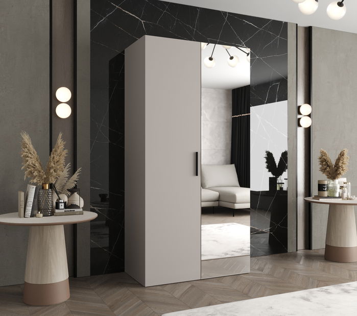 Ruhásszekrény 100 cm Borry 2 (kasmír + fekete)